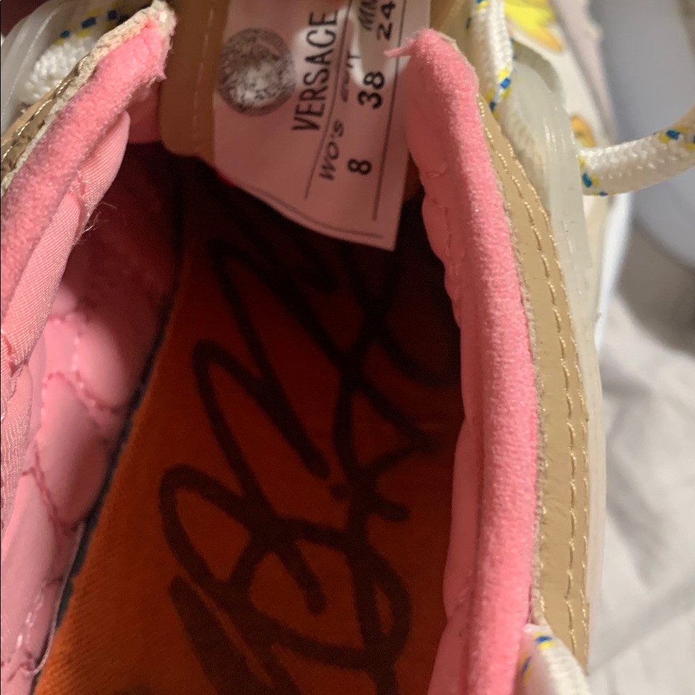 Versace Pink and White Women's Sneakers - Picture 7 of 9